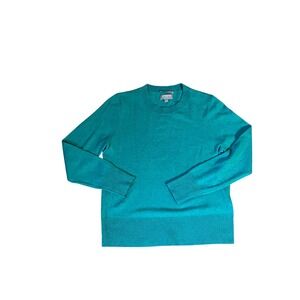 J Crew Cashmere Sweater Womens Small Green Classic Fit Crewneck Pullover Knit